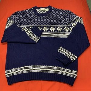 Orvis Mens XL Merino Wool Snowlake Sweater Purple.